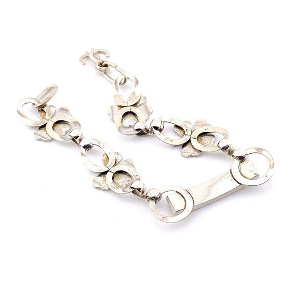 La Mode LaMode Sterling Silver Four Leaf Clover Shamrock Link ID Bracelet Vintag - Picture 4 of 6